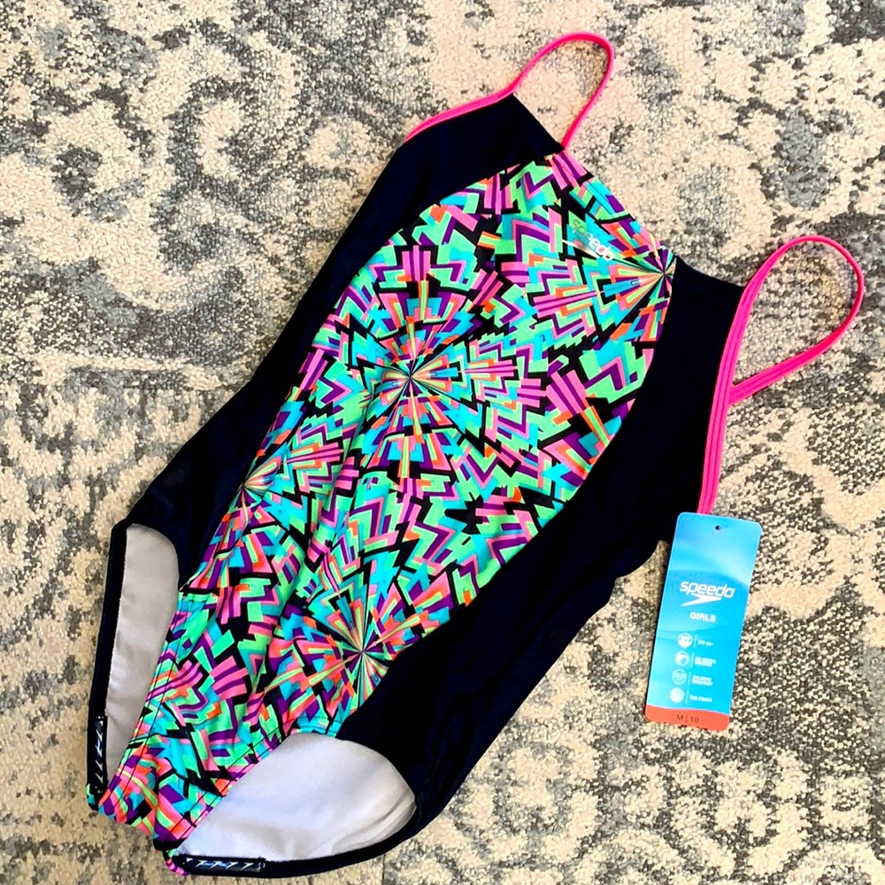 Speedo Girls Swimsuit UPF 50+ Medium NWT